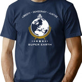 Super Earth Diving Into Hell For Liberty Premium Heavyweight Cotton T-Shirt - Navy