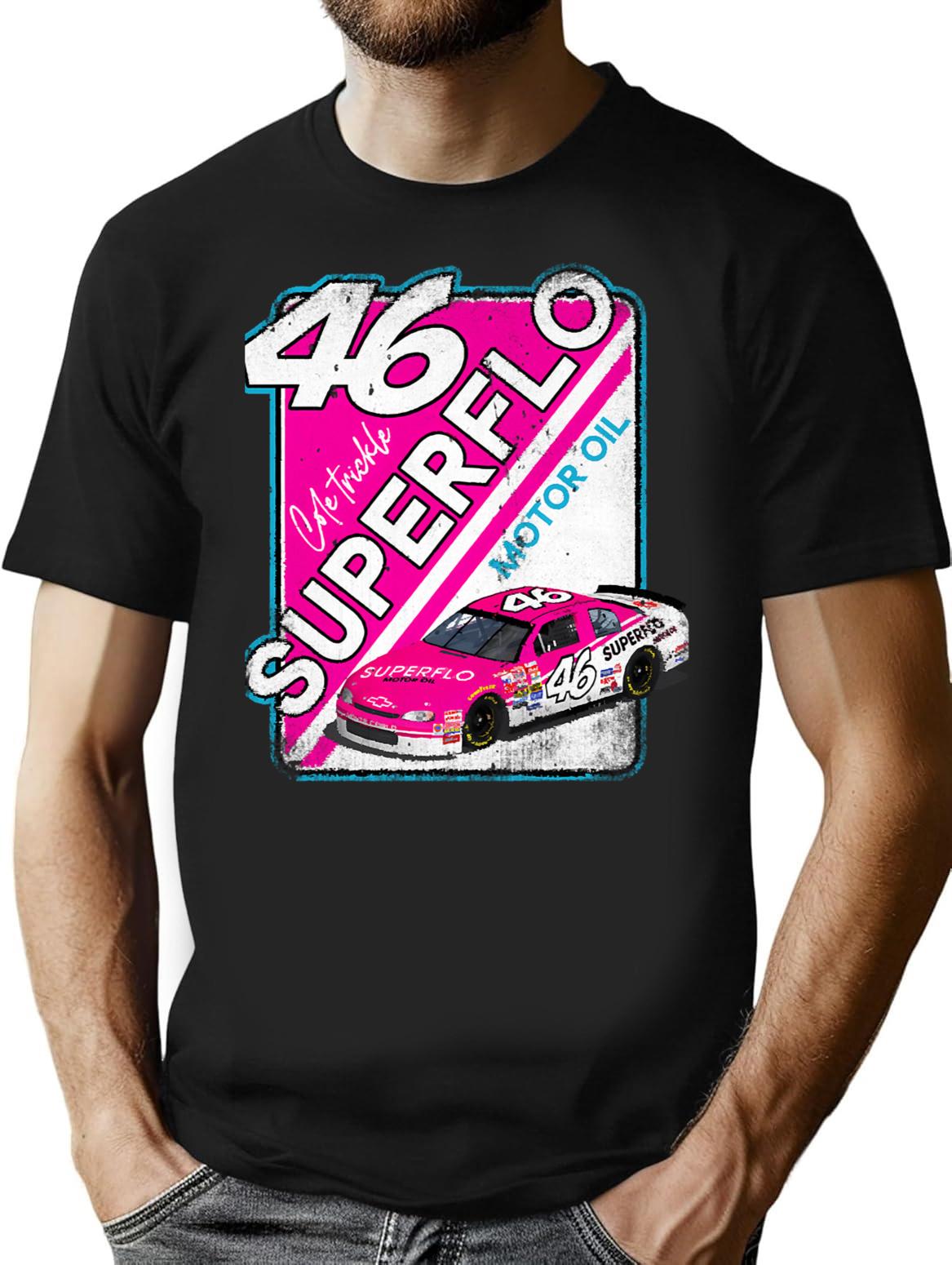 Superflo Racing T-Shirt for Men & Women, T-Shirts Graphic Tee - Black