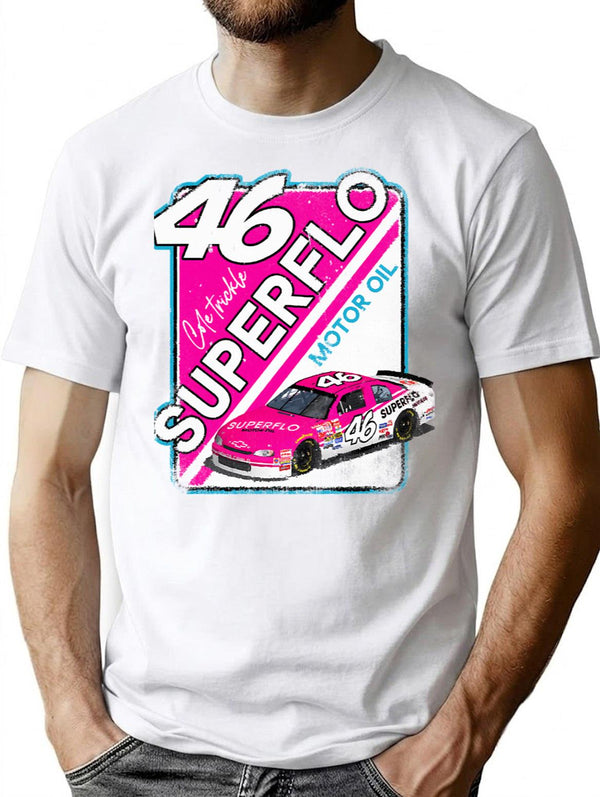 Superflo Racing T-Shirt for Men & Women, T-Shirts Graphic Tee - White
