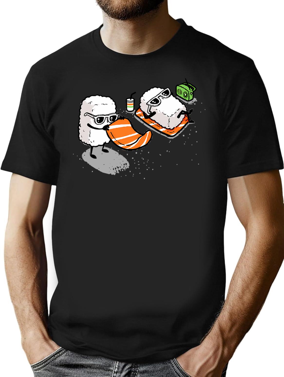Sushi T-Shirt for Men & Women, T-Shirts Graphic Tee - Black