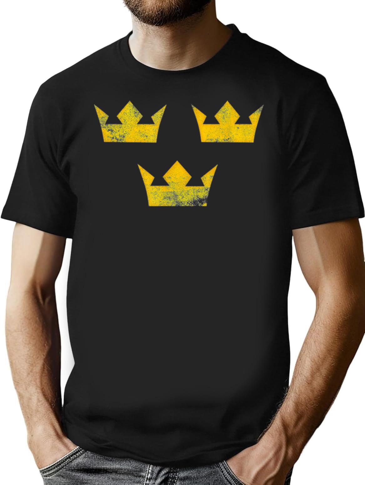 Sweden Sverige Hockey Distressed Vintage T-Shirt for Men & Women, T-Shirts Graphic Tee - Black