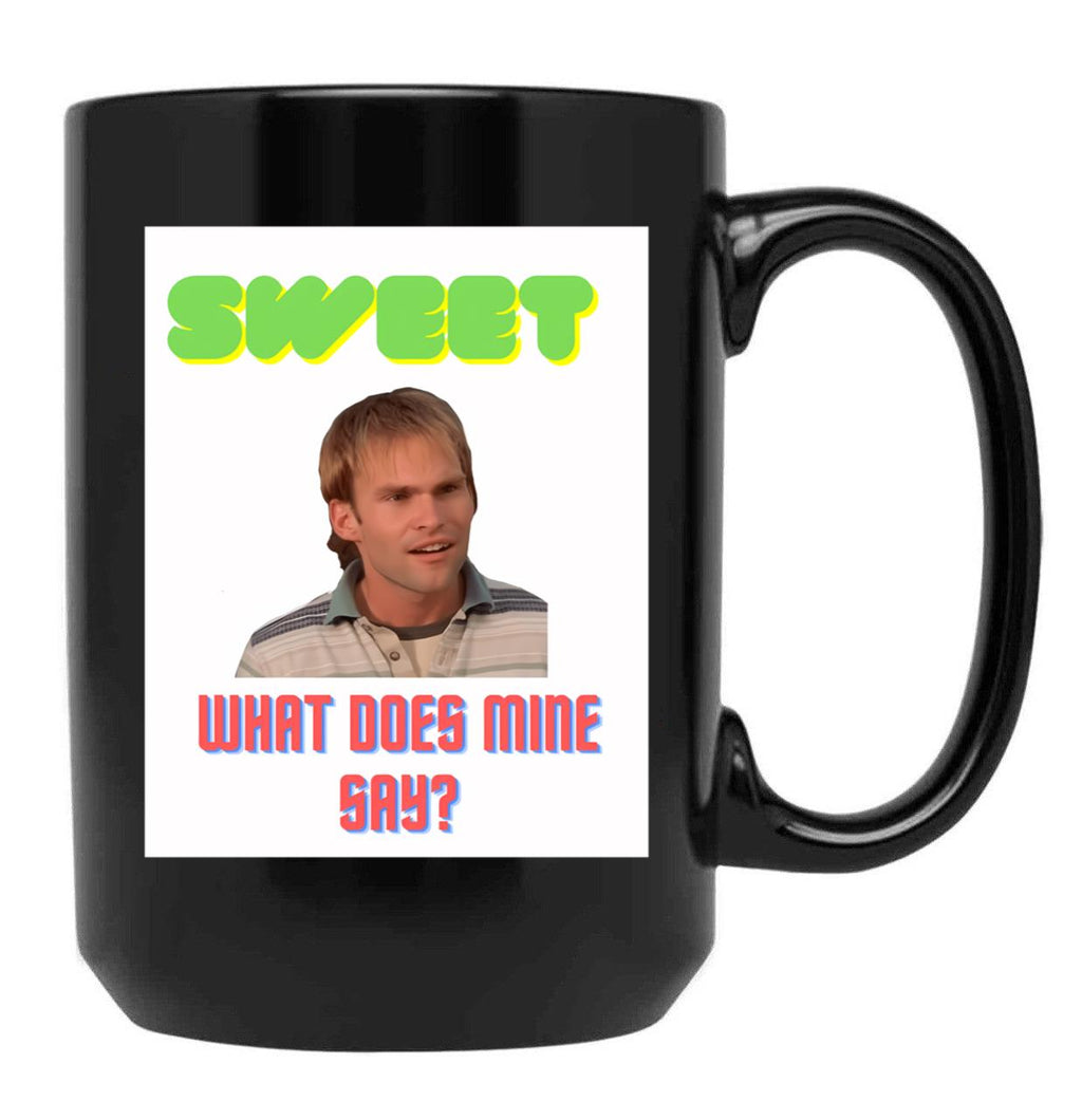 Sweet What Does Mine Say - Dude Wheres My Car Quote Black Coffee Mug, Gift Coffee Mug