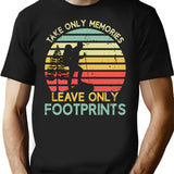 Take Only Memories Leave Only Footprints Hiking Vintage T-Shirt for Men & Women, T-Shirts Graphic Tee - Black