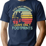 Take Only Memories Leave Only Footprints Hiking Vintage T-Shirt for Men & Women, T-Shirts Graphic Tee - Navy