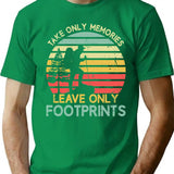 Take Only Memories Leave Only Footprints Hiking Vintage T-Shirt for Men & Women, T-Shirts Graphic Tee - Green