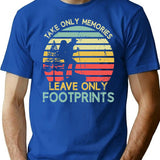 Take Only Memories Leave Only Footprints Hiking Vintage T-Shirt for Men & Women, T-Shirts Graphic Tee - Blue