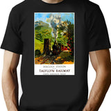 Talyllyn Railway Vintage Travel Poster T-Shirt for Men & Women, T-Shirts Graphic Tee - Black