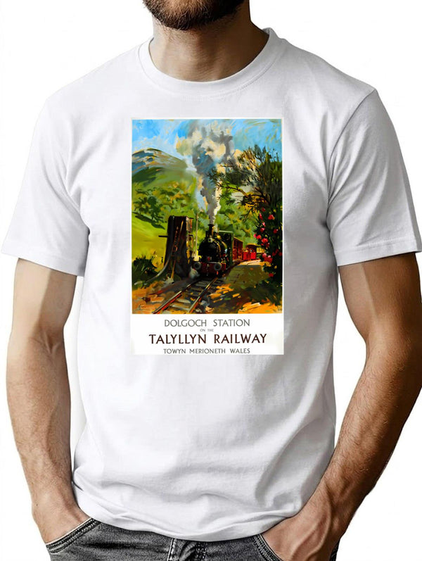 Talyllyn Railway Vintage Travel Poster T-Shirt for Men & Women, T-Shirts Graphic Tee - White