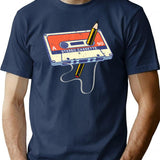 Tape Cassette And A Pencil 70'S 80'S And 90'S Vintage T-Shirt for Men & Women, T-Shirts Graphic Tee - Navy