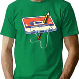 Tape Cassette And A Pencil 70'S 80'S And 90'S Vintage T-Shirt for Men & Women, T-Shirts Graphic Tee - Green