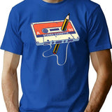 Tape Cassette And A Pencil 70'S 80'S And 90'S Vintage T-Shirt for Men & Women, T-Shirts Graphic Tee - Blue