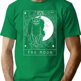Tarot Card Crescent Moon And Cat Graphic T-Shirt for Men & Women, T-Shirts Graphic Tee - Green