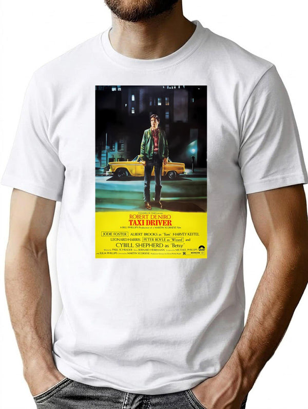 Taxi Driver Art T-Shirt for Men & Women, T-Shirts Graphic Tee - White