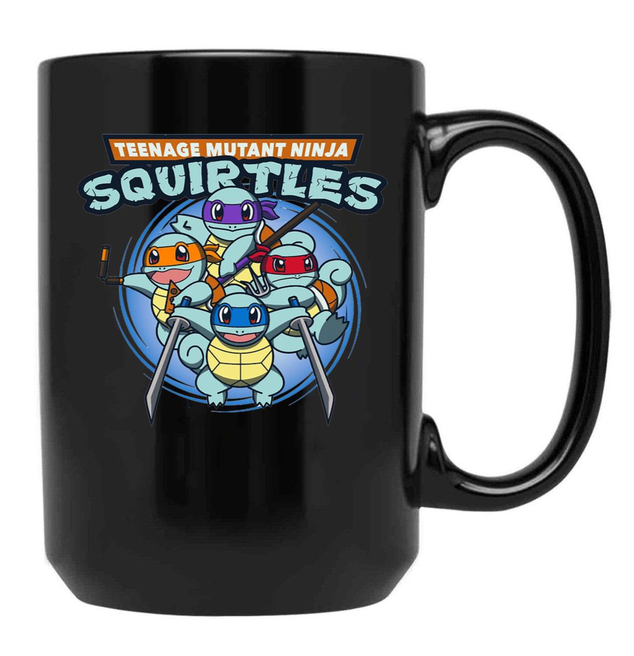 Teenage Mutant Squirtles Black Coffee Mug, Gift Coffee Mug
