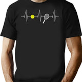 Tennis - Tennis Racket - Tennis Ball Heartbeat Heart Rate - I Love Tennis T-Shirt for Men & Women, T-Shirts Graphic Tee - Black