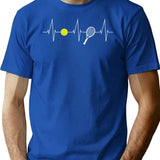 Tennis - Tennis Racket - Tennis Ball Heartbeat Heart Rate - I Love Tennis T-Shirt for Men & Women, T-Shirts Graphic Tee - Blue