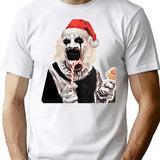 Terrifer Santa Claus Horror Christmas T-Shirt for Men & Women, T-Shirts Graphic Tee - White