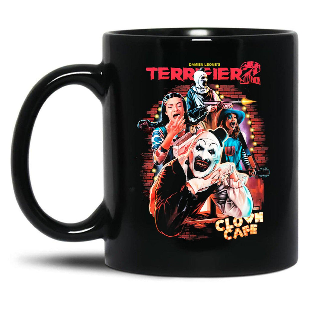 Terrifier 2 Clown Cafe6 Black Coffee Mug, Gift Coffee Mug