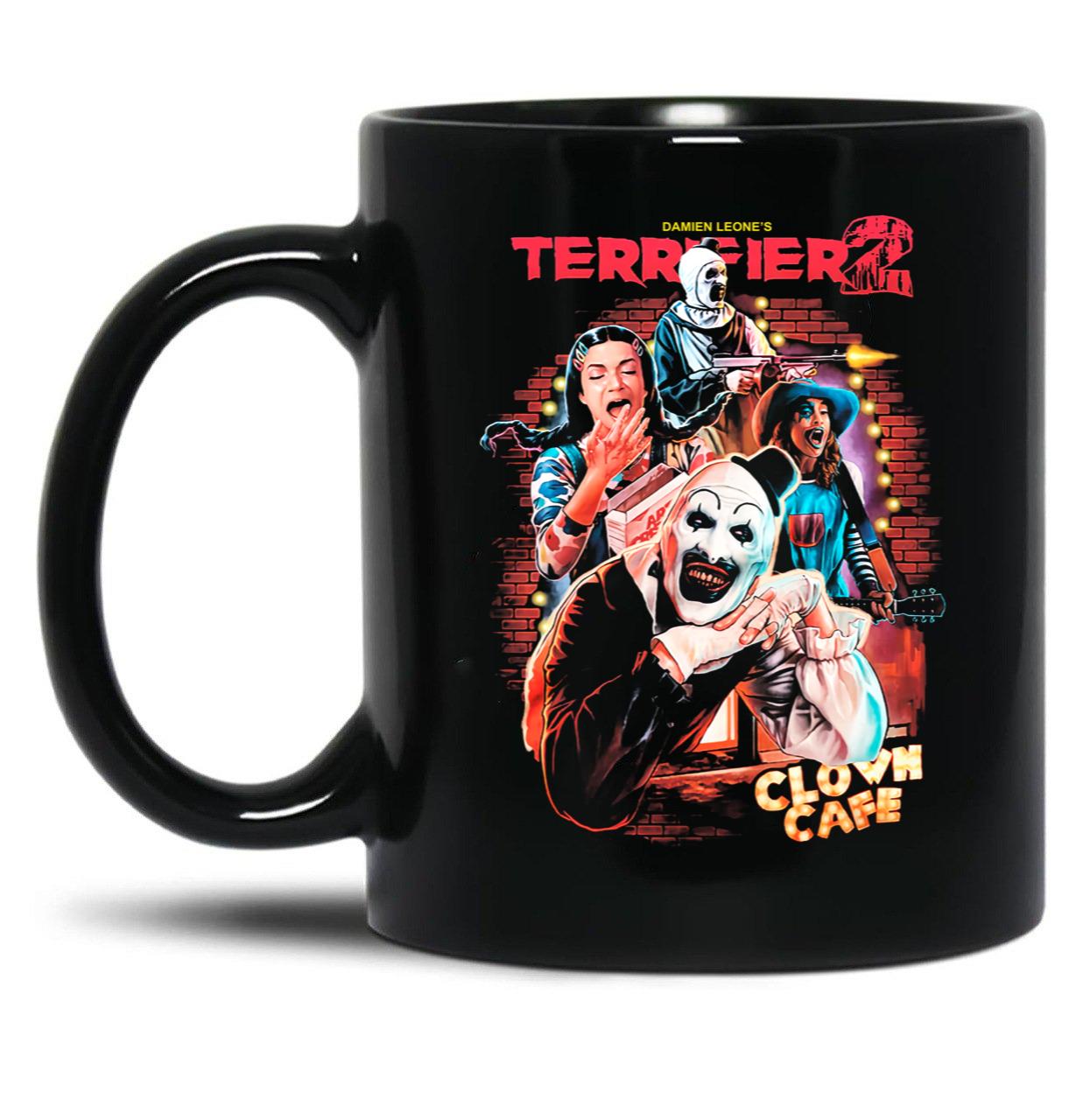 Terrifier 2 Clown Cafe6 Black Coffee Mug, Gift Coffee Mug