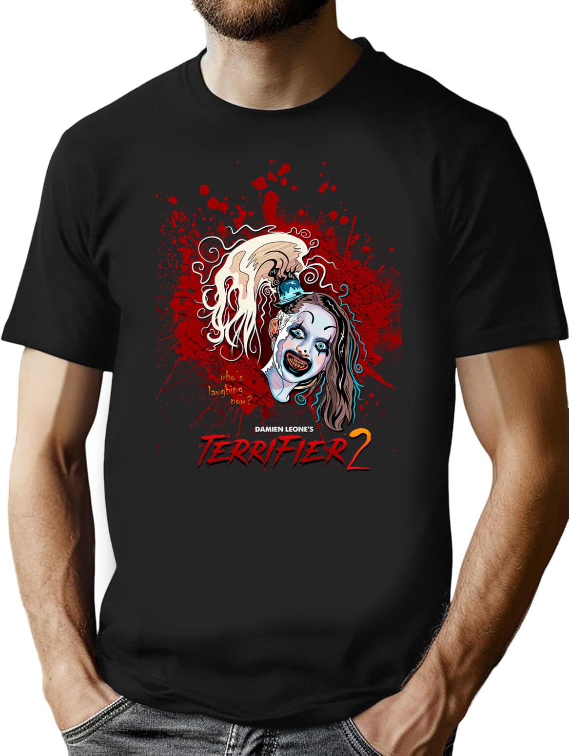 Terrifier 2 Little Pale Girl Art The Clown Horror Movie T-Shirt for Men & Women, T-Shirts Graphic Tee - Black