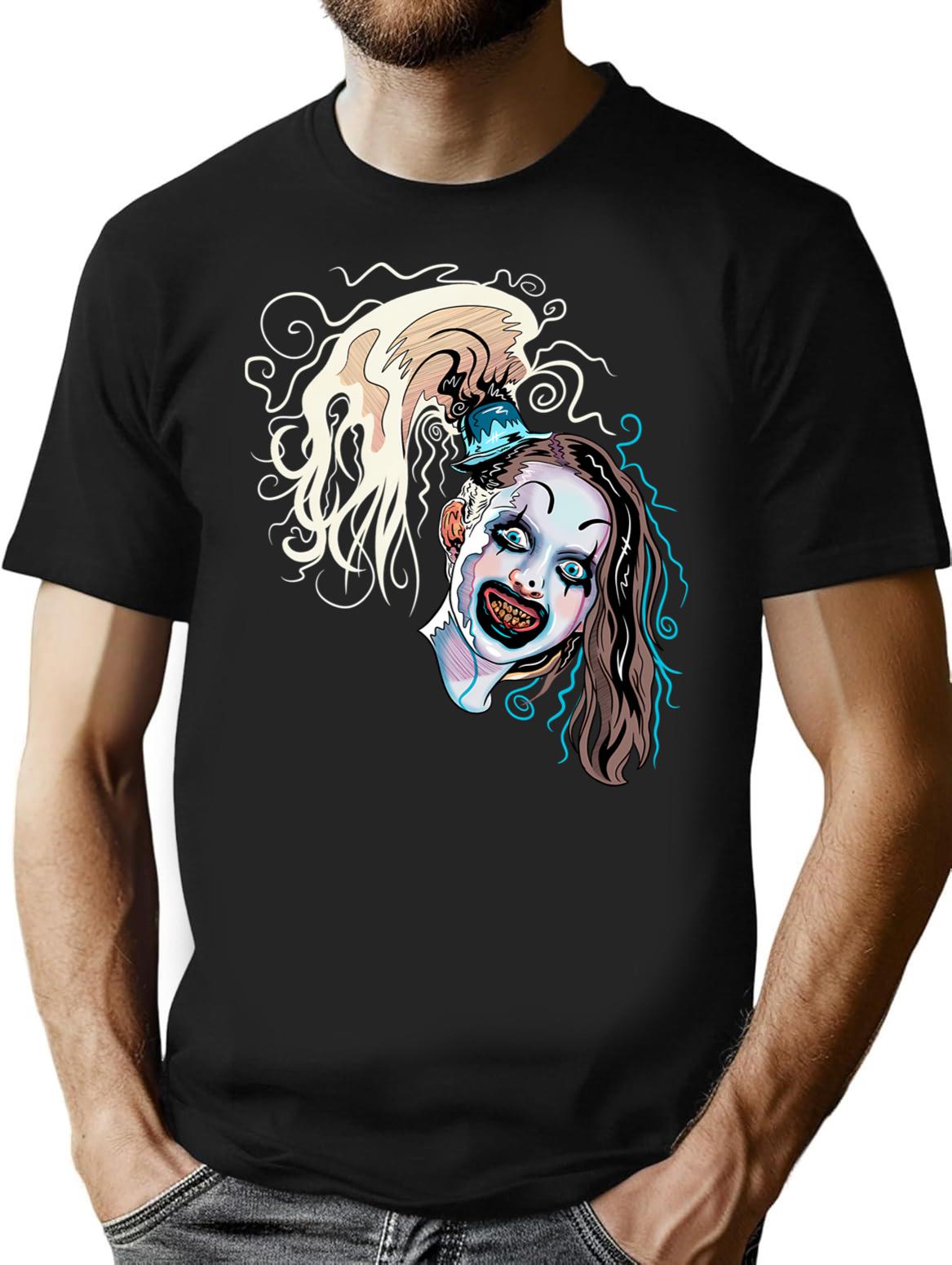 Terrifier 2 Little Pale Girl Art The Clown Spooky Horror Movie T-Shirt for Men & Women, T-Shirts Graphic Tee - Black
