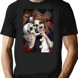 Terrifier 2- The Little Pale Girl and Art The Clown Premium Heavyweight Cotton T-Shirt - Black