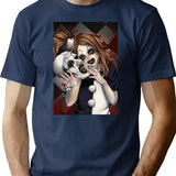 Terrifier 2- The Little Pale Girl and Art The Clown Premium Heavyweight Cotton T-Shirt - Navy