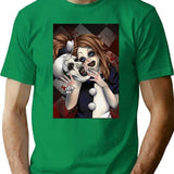 Terrifier 2- The Little Pale Girl and Art The Clown Premium Heavyweight Cotton T-Shirt - Green