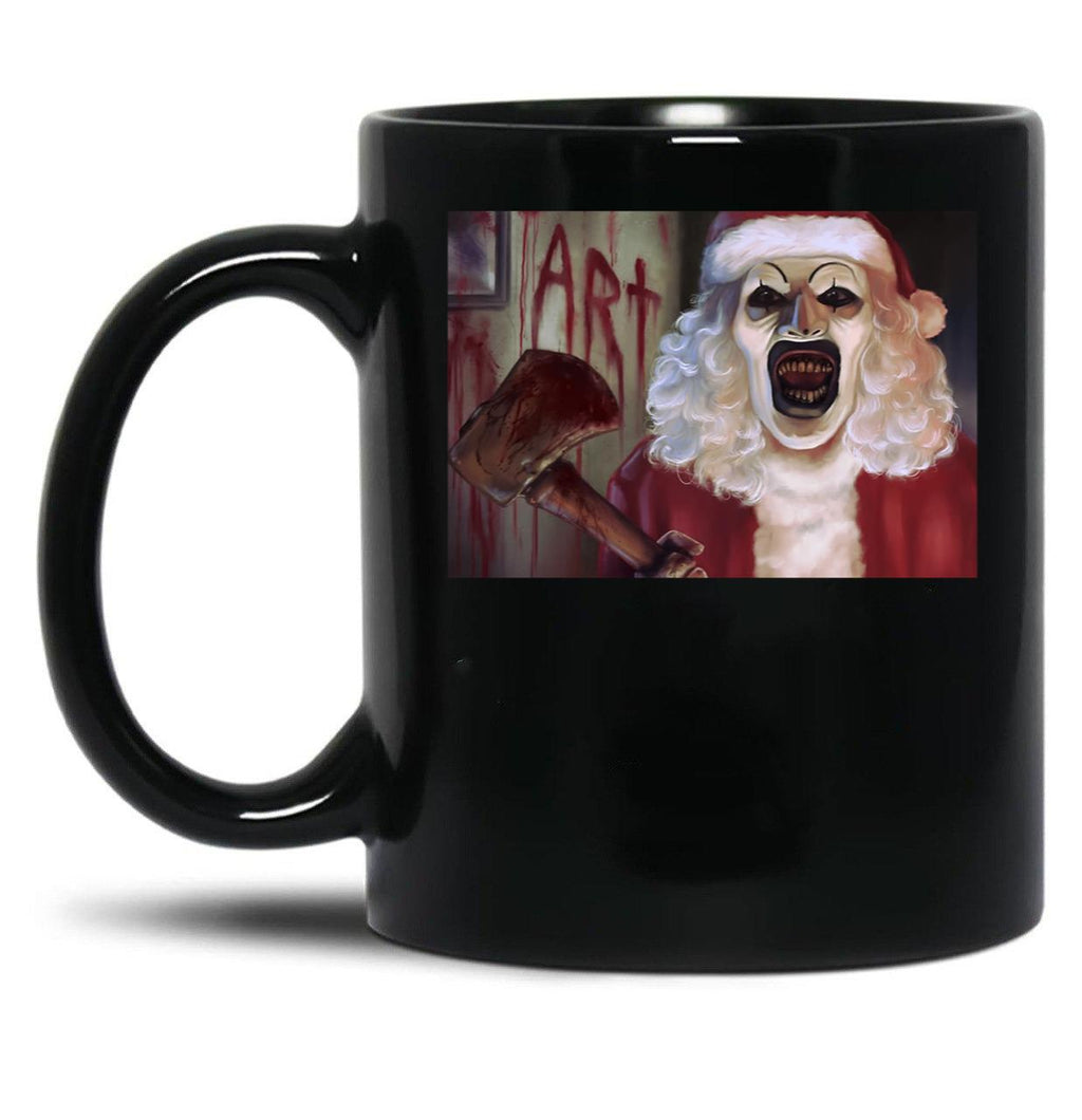 Terrifier 3 Art The Christmas Clown 688 Black Coffee Mug, Gift Coffee Mug