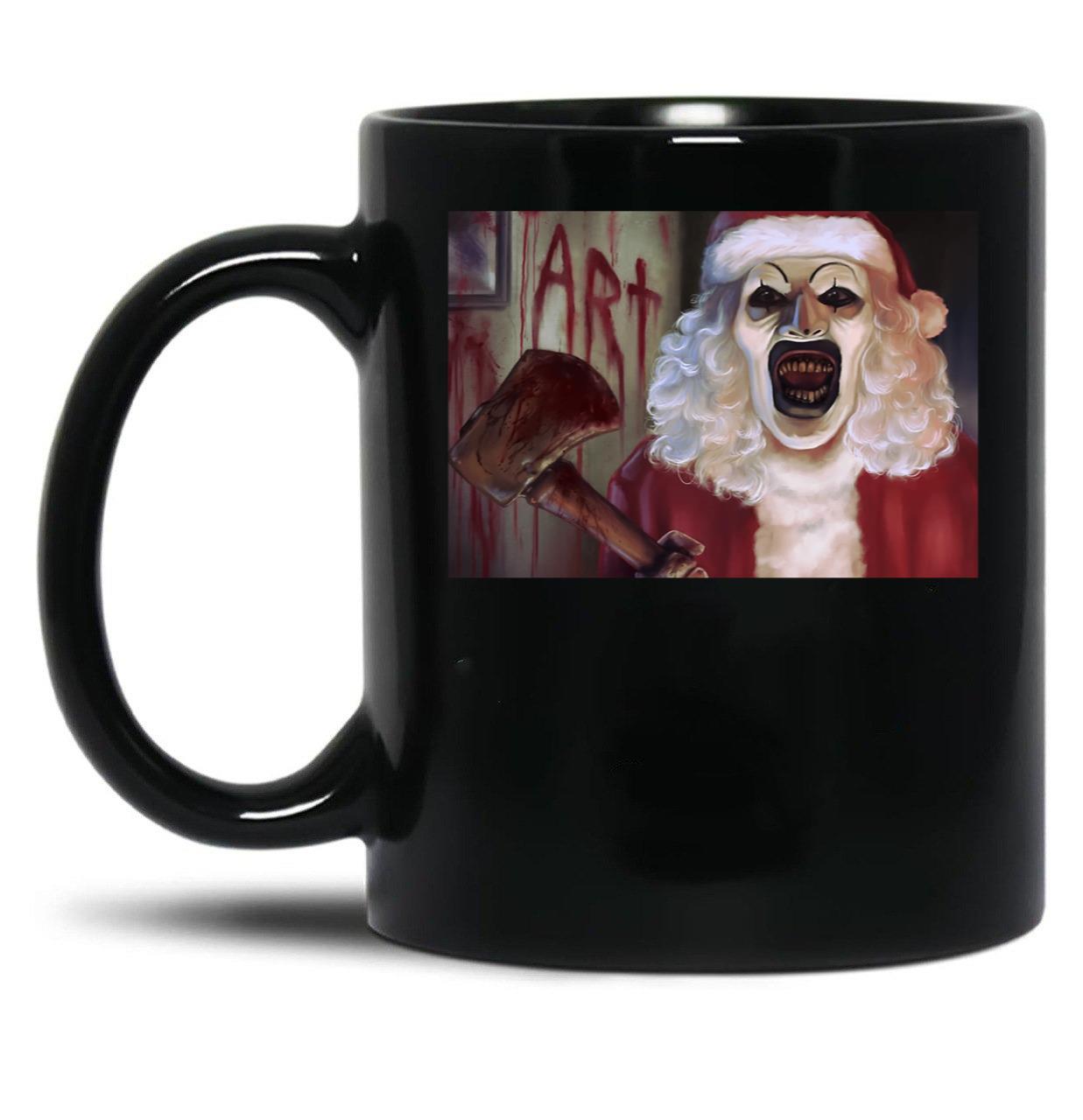 Terrifier 3 Art The Christmas Clown 688 Black Coffee Mug, Gift Coffee Mug