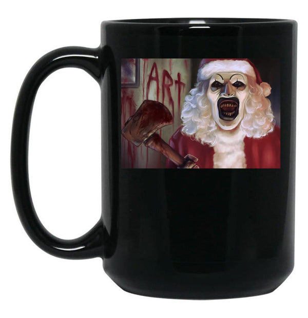 Terrifier 3 Art The Christmas Clown 688 Black Coffee Mug, Gift Coffee Mug - Black