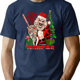 Terrifier 3 Art The Clown Christmas T-Shirt for Men & Women, T-Shirts Graphic Tee - Navy