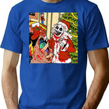 Terrifier 3 Christmas Fan Art T-Shirt for Men & Women, T-Shirts Graphic Tee - Blue