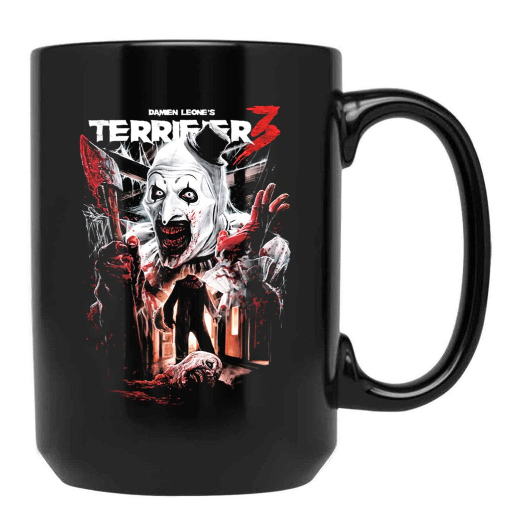 Terrifier 3 Heads Will Roll Black Coffee Mug, Gift Coffee Mug