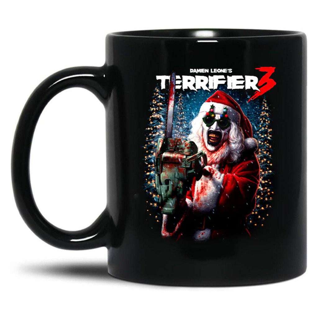 Terrifier 3 Merry Mayhem Black Coffee Mug, Gift Coffee Mug