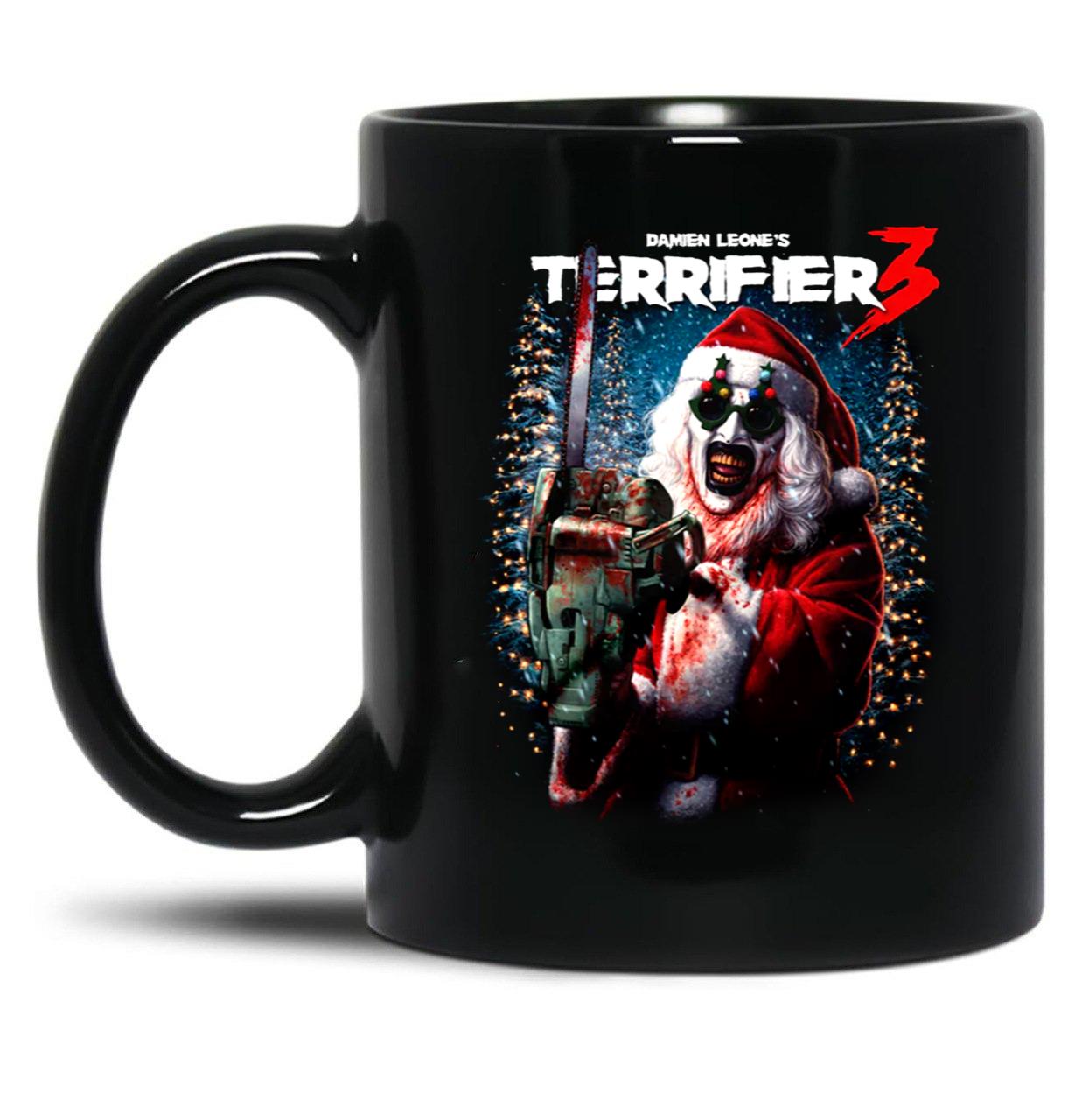 Terrifier 3 Merry Mayhem Black Coffee Mug, Gift Coffee Mug