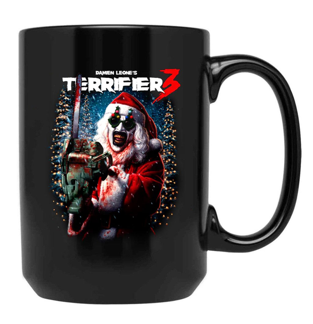 Terrifier 3 Merry Mayhem Black Coffee Mug, Gift Coffee Mug
