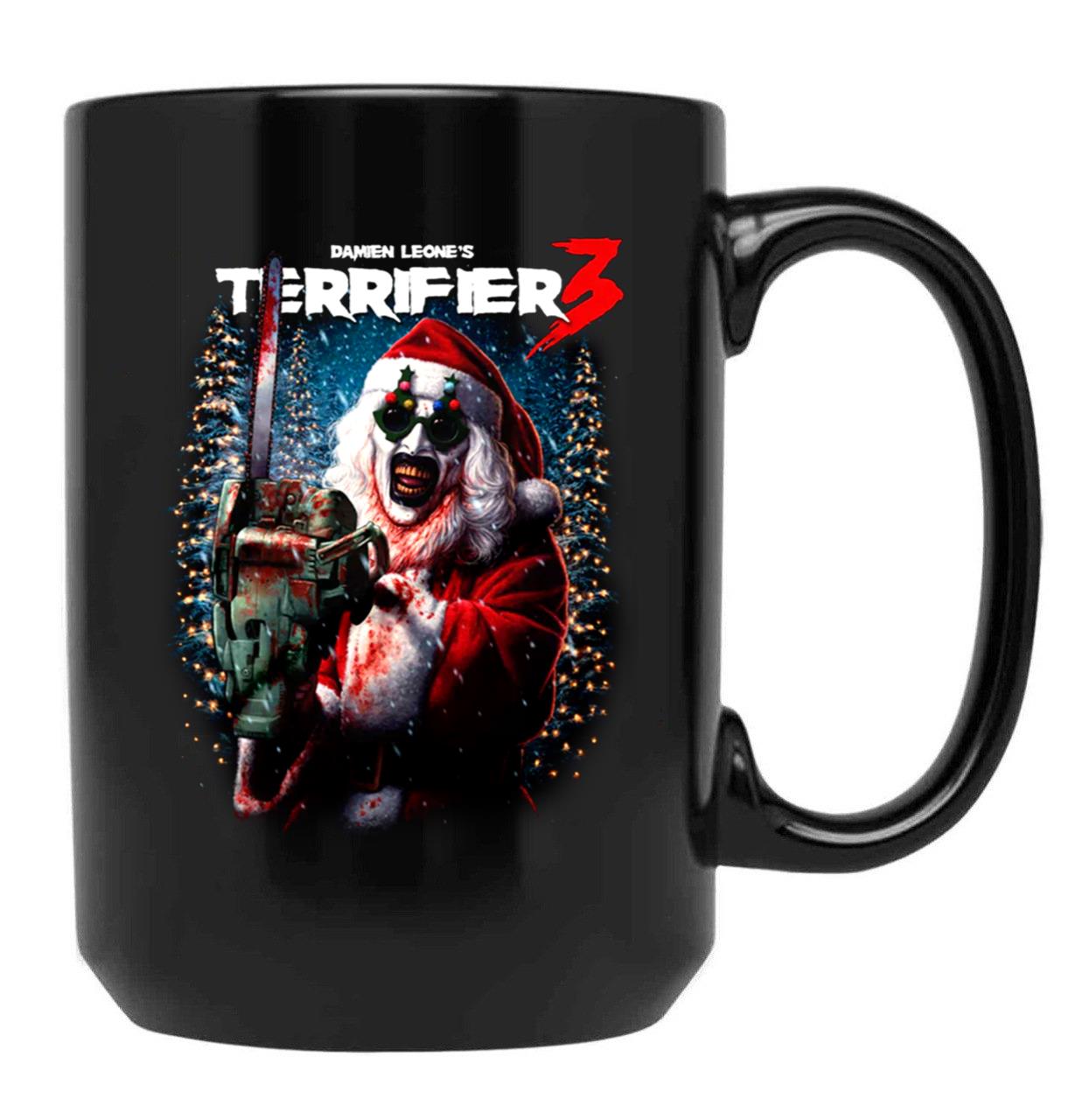 Terrifier 3 Merry Mayhem Black Coffee Mug, Gift Coffee Mug