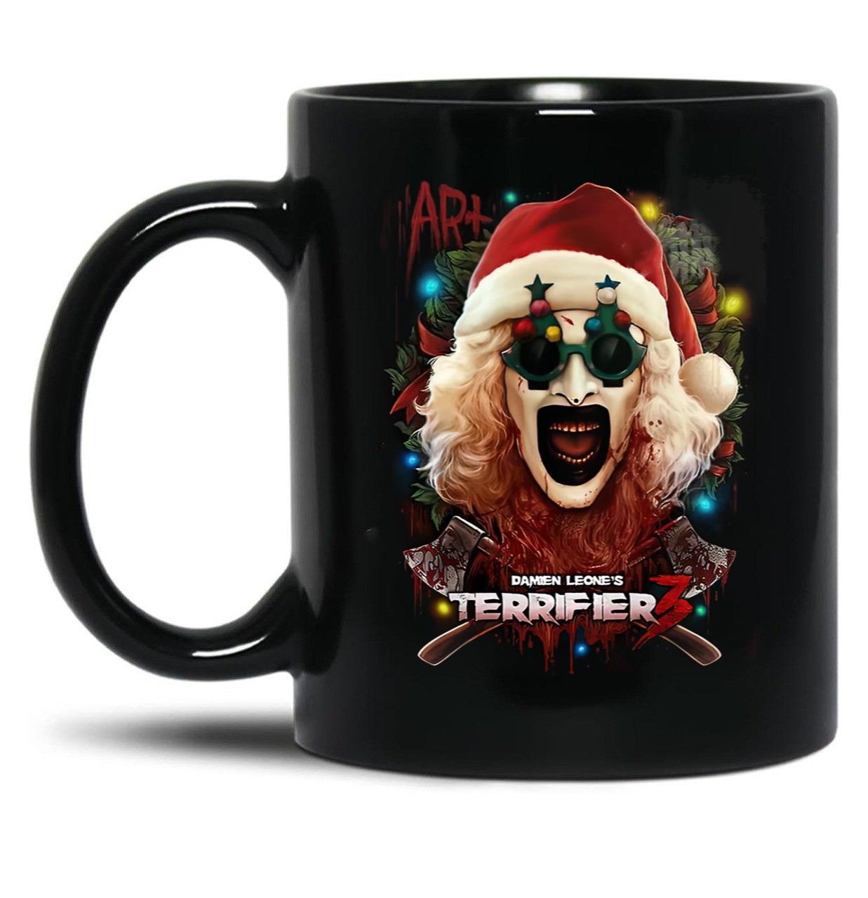 Terrifier 3 Yuletide Terror Black Coffee Mug, Gift Coffee Mug