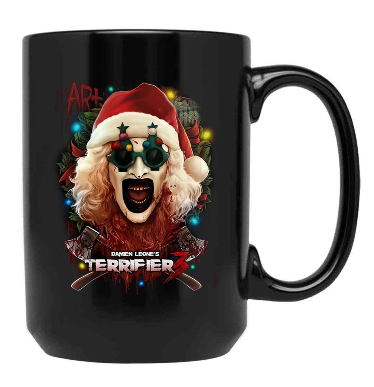 Terrifier 3 Yuletide Terror Black Coffee Mug, Gift Coffee Mug
