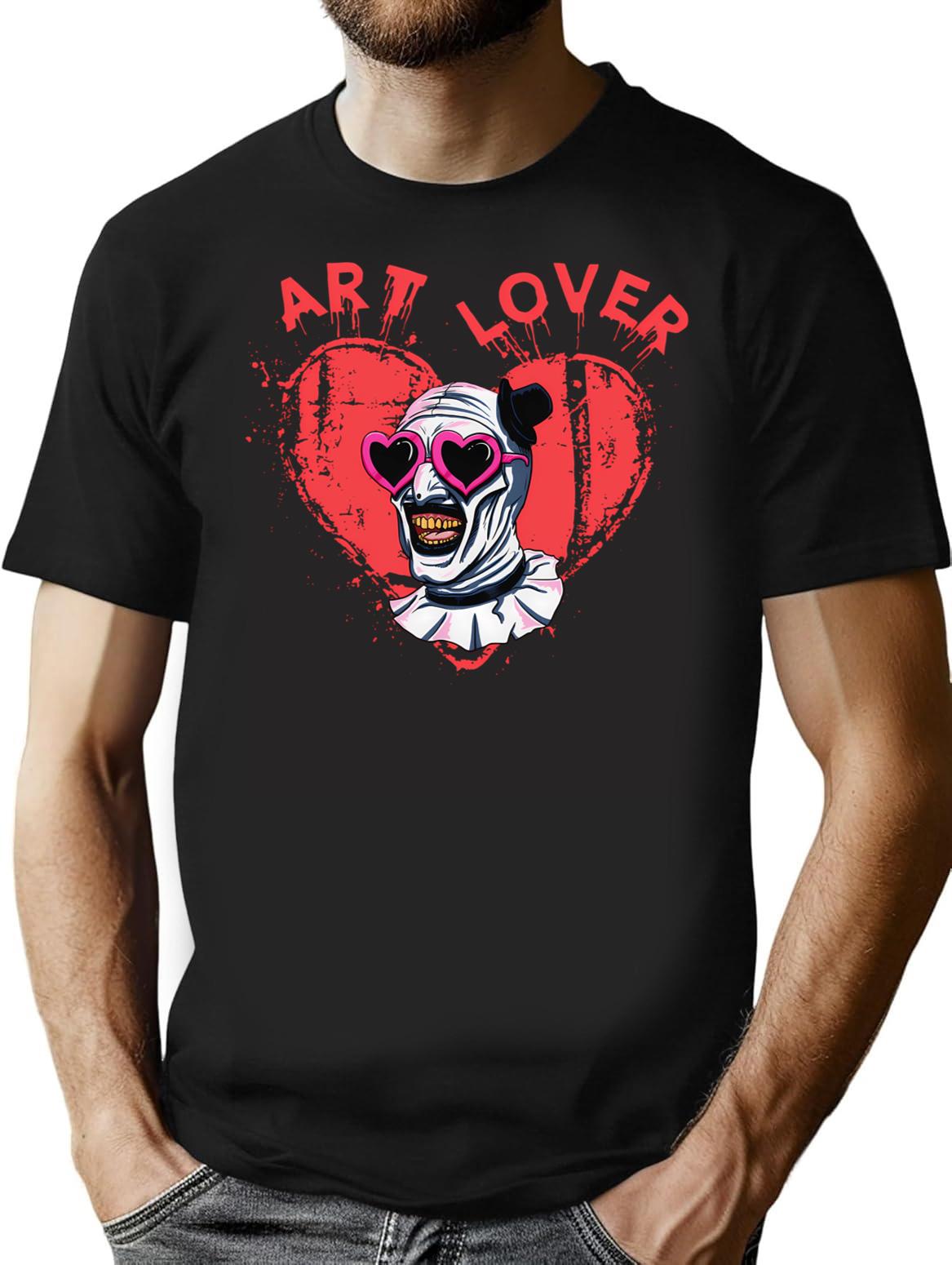 Terrifier Art The Clown Lover T-Shirt for Men & Women, T-Shirts Graphic Tee - Black