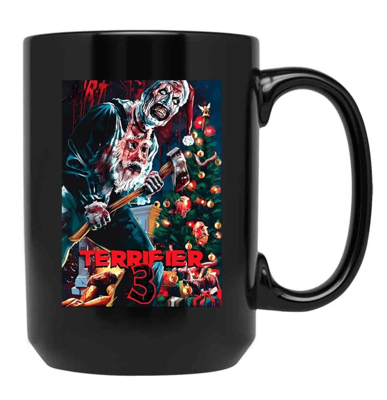 Terrifier Merry Christmas - Art The Clown Black Coffee Mug, Gift Coffee Mug