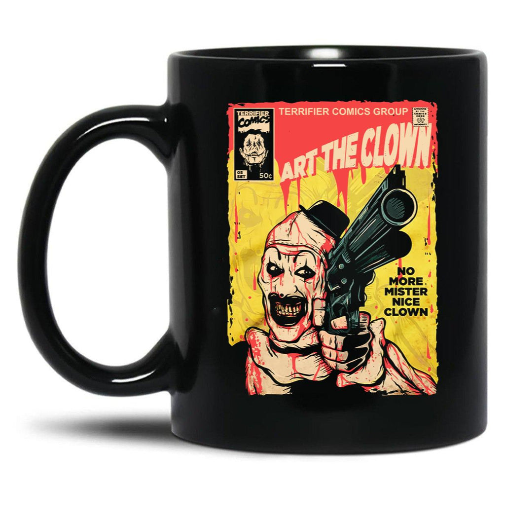 Terrifier Mister Nice Clown Black Coffee Mug, Gift Coffee Mug