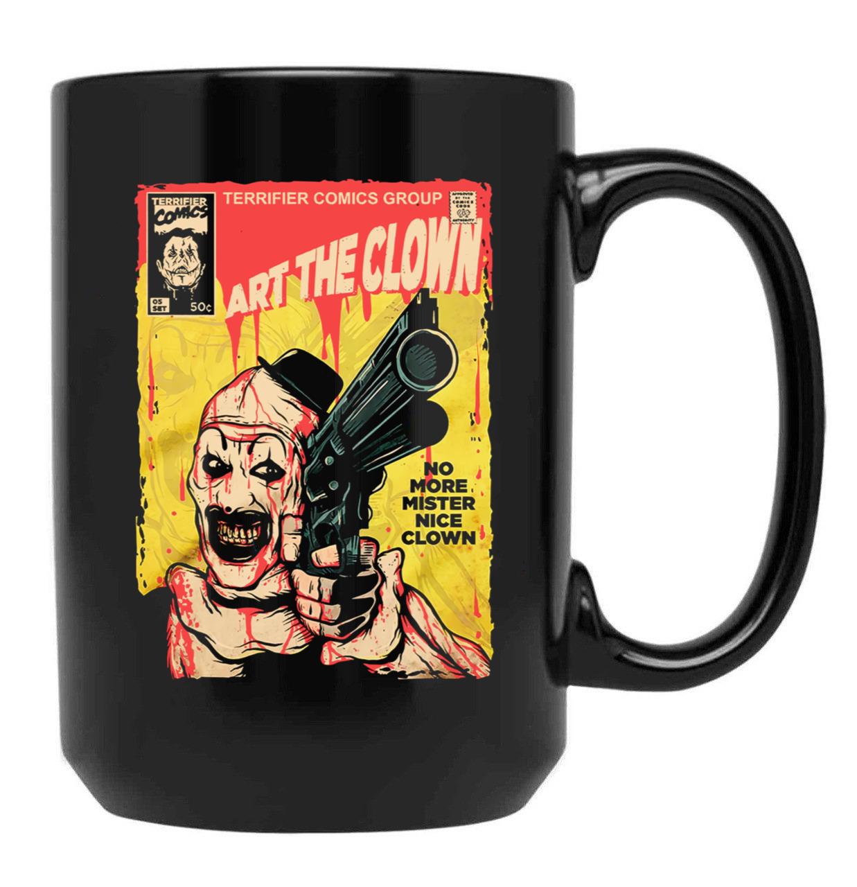 Terrifier Mister Nice Clown Black Coffee Mug, Gift Coffee Mug