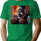 Terrifier Splatter House Art The Clown Portrait (Digital) T-Shirt for Men & Women, T-Shirts Graphic Tee - Green