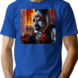 Terrifier Splatter House Art The Clown Portrait (Digital) T-Shirt for Men & Women, T-Shirts Graphic Tee - Blue