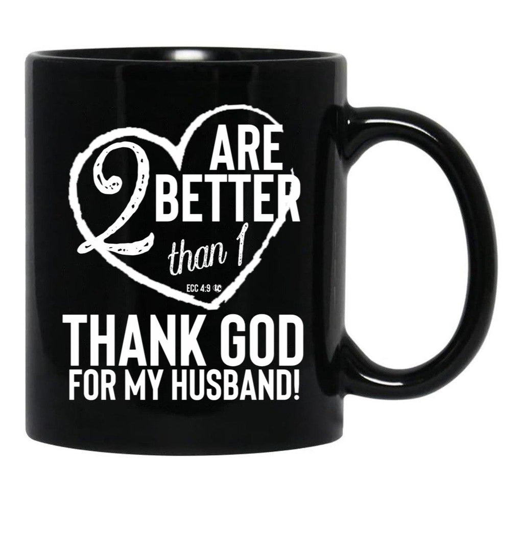 Thank God For My Husband Valentines Black Gift Coffee Mug - Black