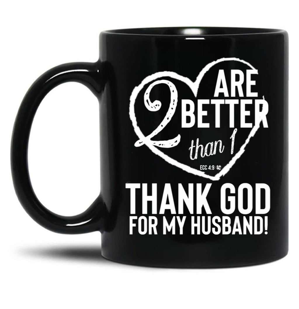 Thank God For My Husband Valentines Black Gift Coffee Mug
