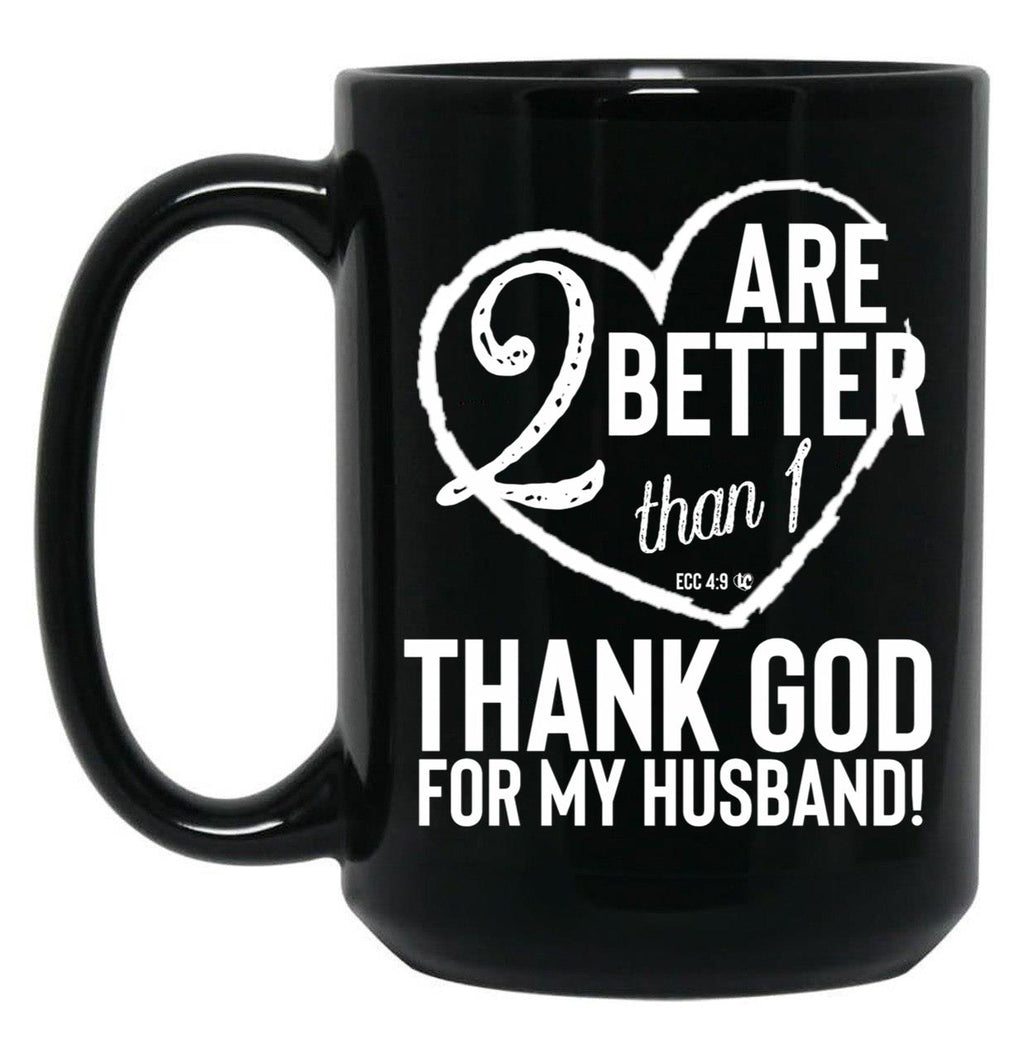 Thank God For My Husband Valentines Black Gift Coffee Mug