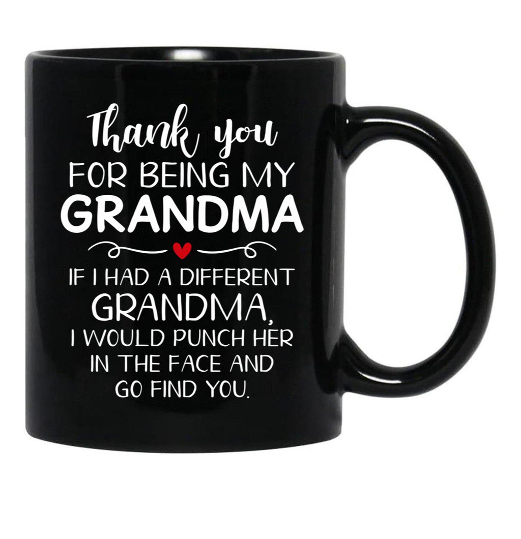 Thank You For Being My Grandma Black Gift Coffee Mug - Black